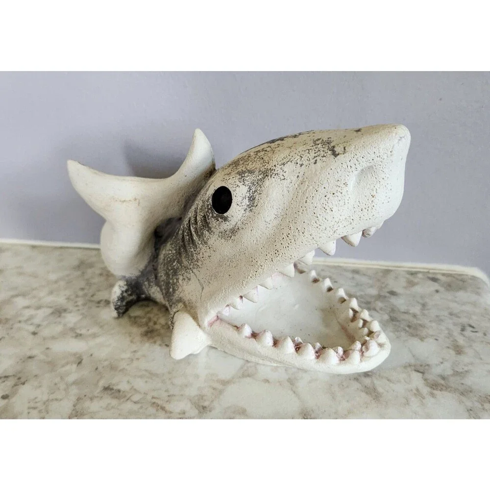Fish Tank Aquarium Decoration Shark Jaws Mouth Open Poly Resin Decoration 7x4 in